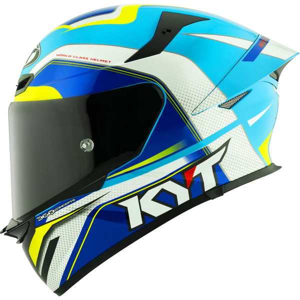 KYT TT Revo Grand Prix White Light Blue Gloss Helmet