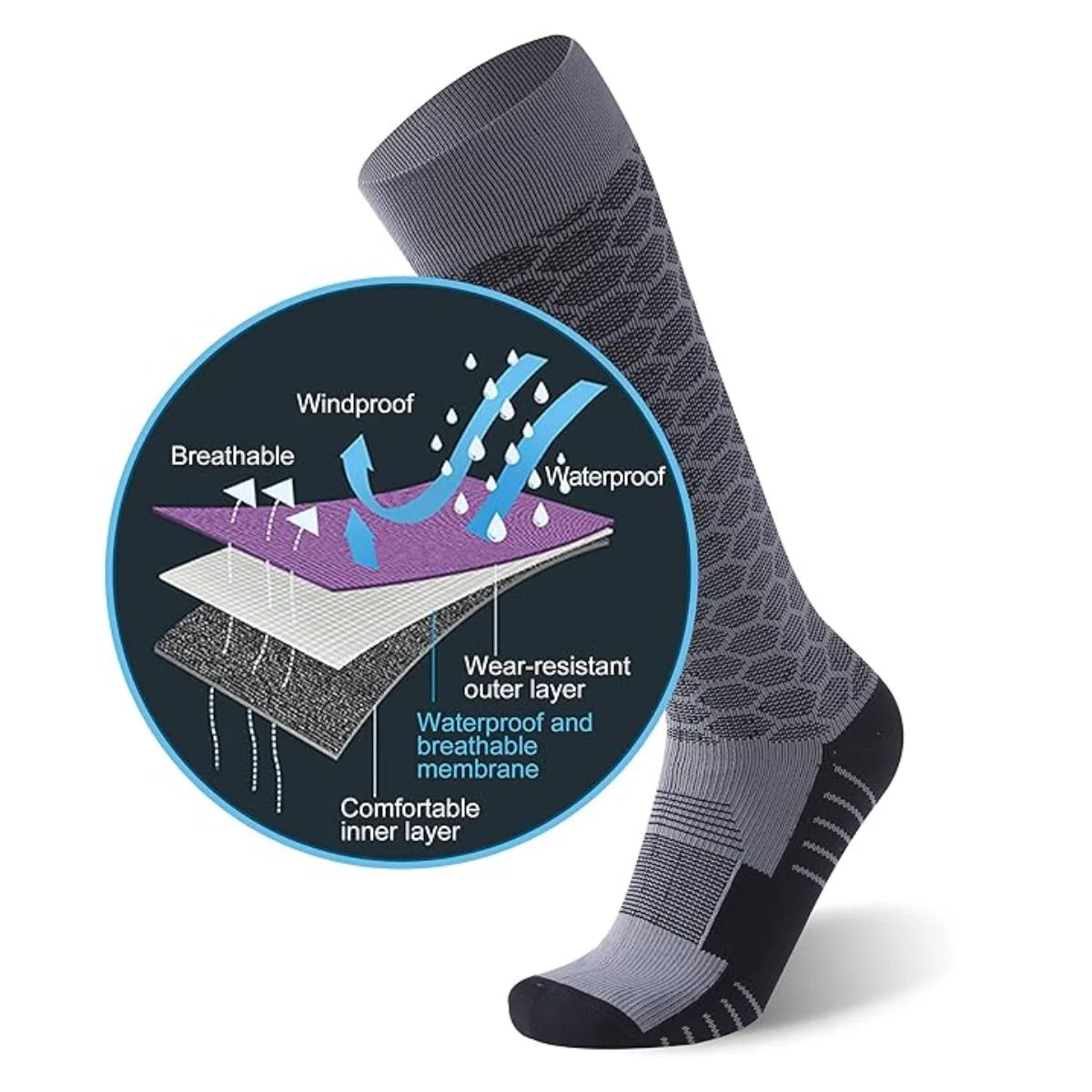 RANDY SUN Waterproof Breathable Knee High Socks - X144 - Unisex