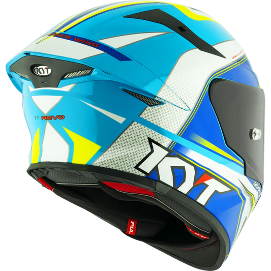 KYT TT Revo Grand Prix White Light Blue Gloss Helmet