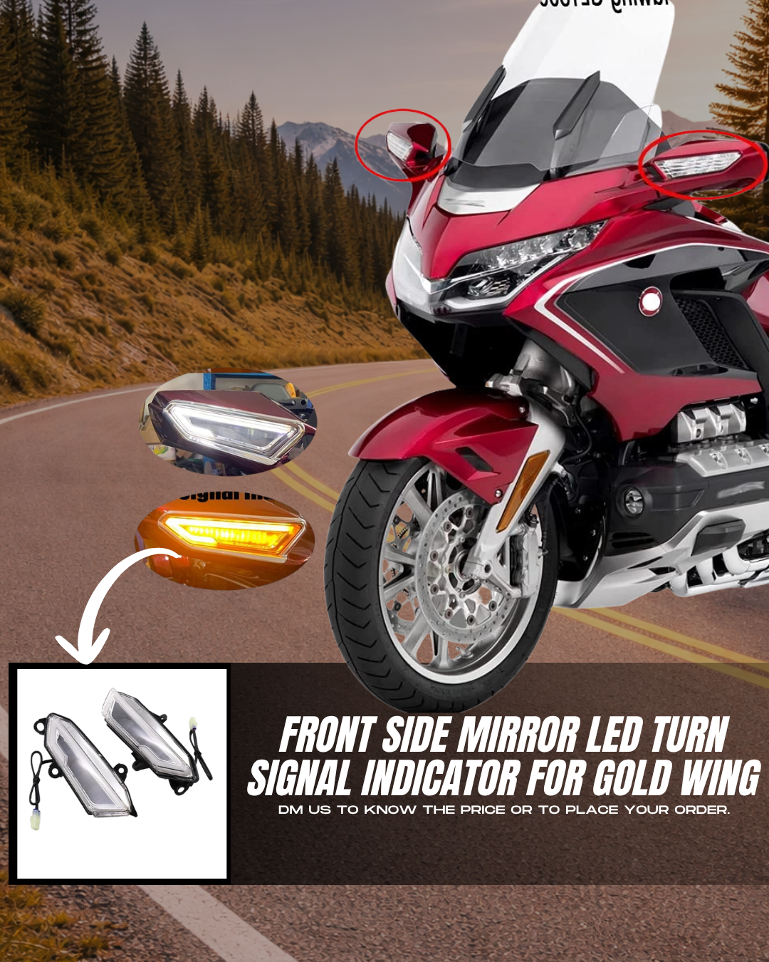FRONT SIDE MIRROR LED TURN SIGNAL LIGHT FOR HONDA GOLDWING 1800
