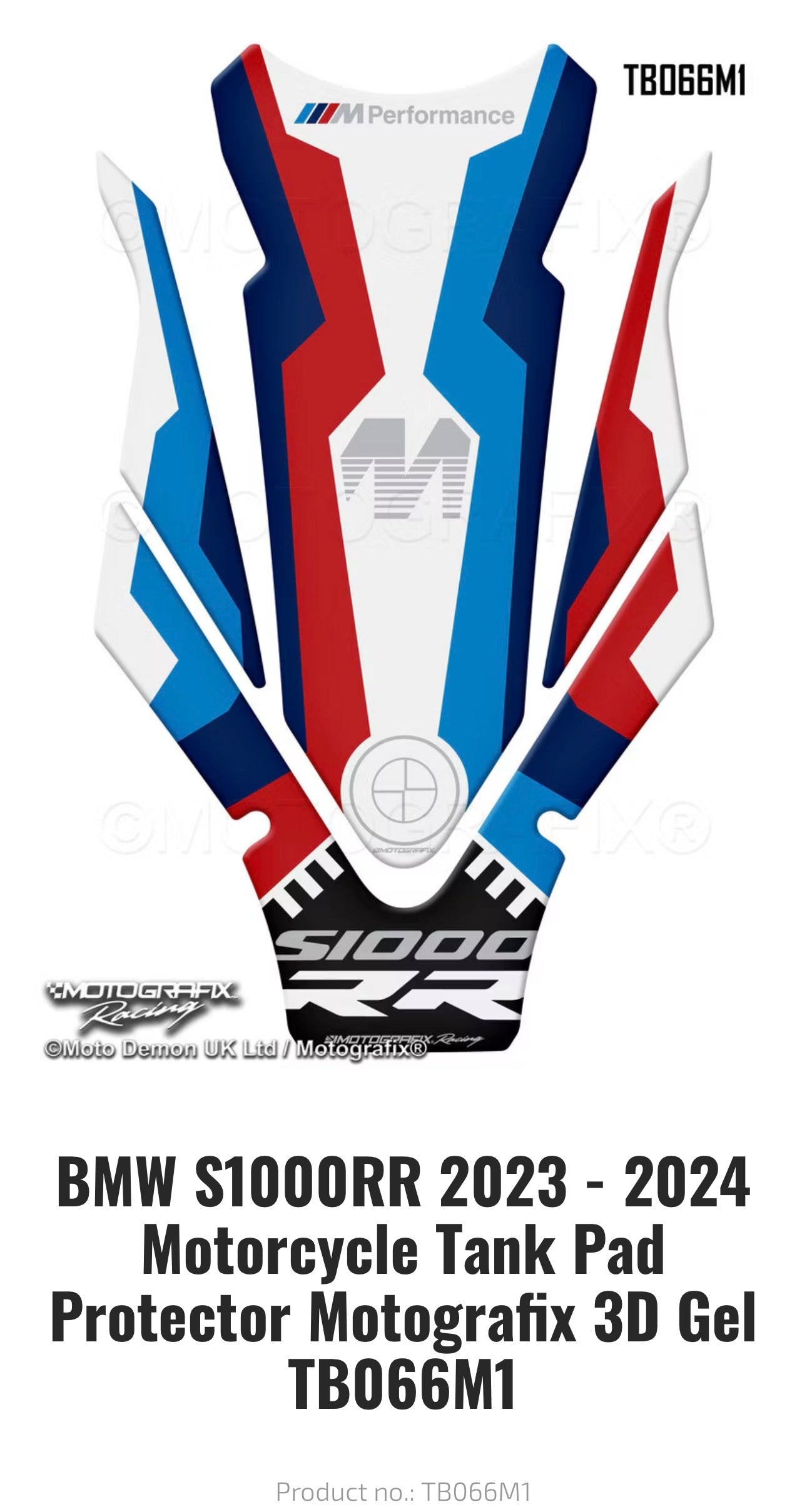 BMW S1000RR 2023 - 2024 Motorcycle Tank Pad Protector Motografix 3D Gel TB066M1