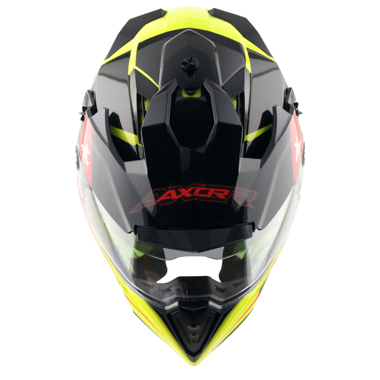 Axor X-Cross Dual Visor Flagstaff Helmet NEON YELLOW BLACK