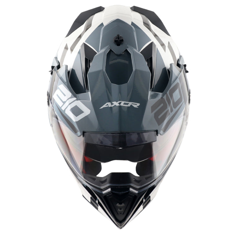 Axor X-Cross Dual Visor Speedometer Helmet White Grey