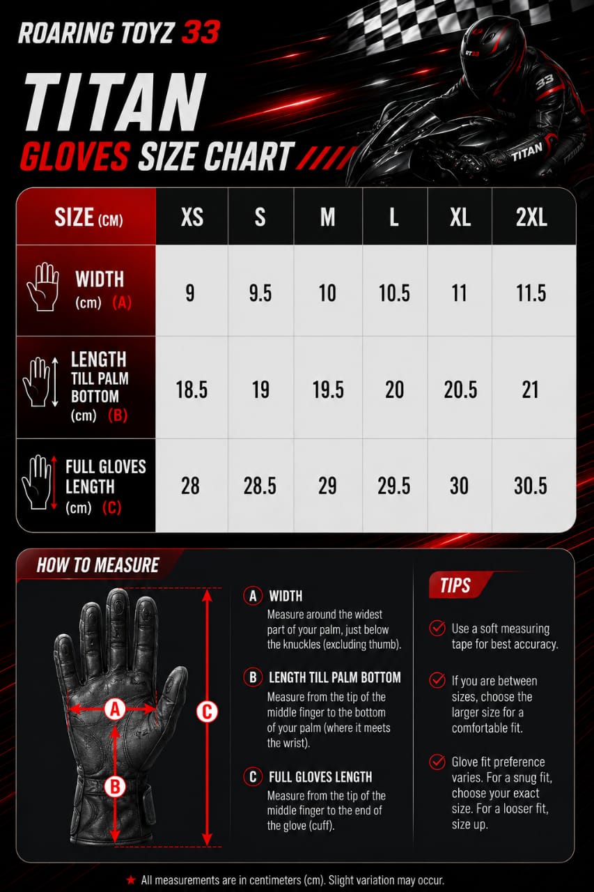Roaring Toyz 33 Titan Full Gauntlet Gloves