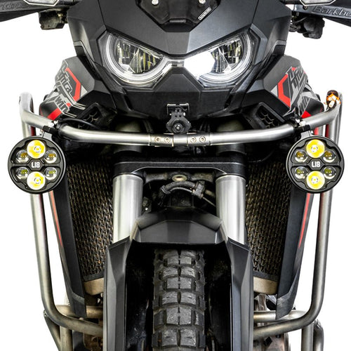L18S Motorcycle Auxiliary Lights – 23000LM High/Low Beam with 8-Level Brightness & Color Temp Adjustment, 3 Warning Modes, IP68 Waterproof (Pair)