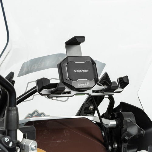 Motorcycle Phone Holder – Magnetic Damping, Auto-Lock Holder with Wired & Wireless Fast Charging, 360° Rotation for Handlebar 22–32mm