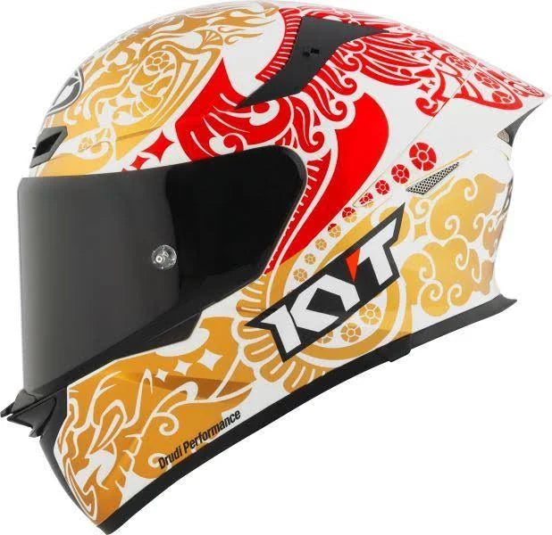 KYT TT REVO Bastianini Indonesia Replica 2023 Gloss Pearl White Helmet