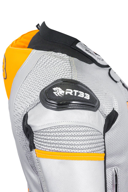 Roaring Toyz 33 Silver Orange Racing Two Piece Suit