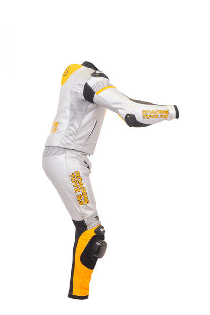 Roaring Toyz 33 Silver Orange Racing Two Piece Suit