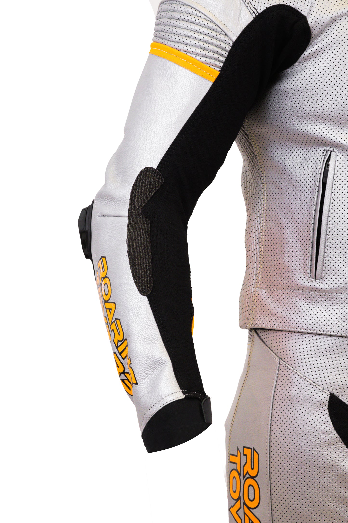 Roaring Toyz 33 Silver Orange Racing Two Piece Suit