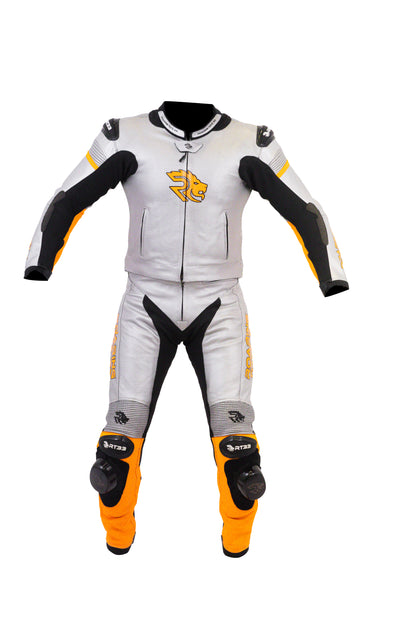 Roaring Toyz 33 Silver Orange Racing Two Piece Suit
