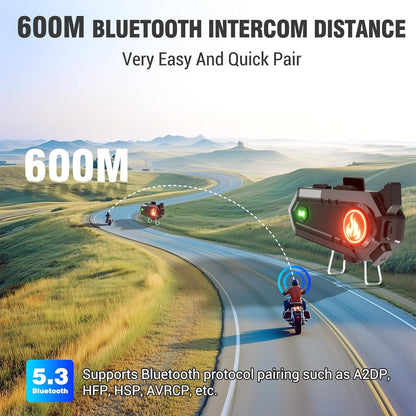 EDYELL C9 Motorcycle Bluetooth Intercom Headset,600M Talkback Distance,Wireless 50MM Earphone Helmet Bluetooth,IPX6 Waterproof, Available 3 Colours