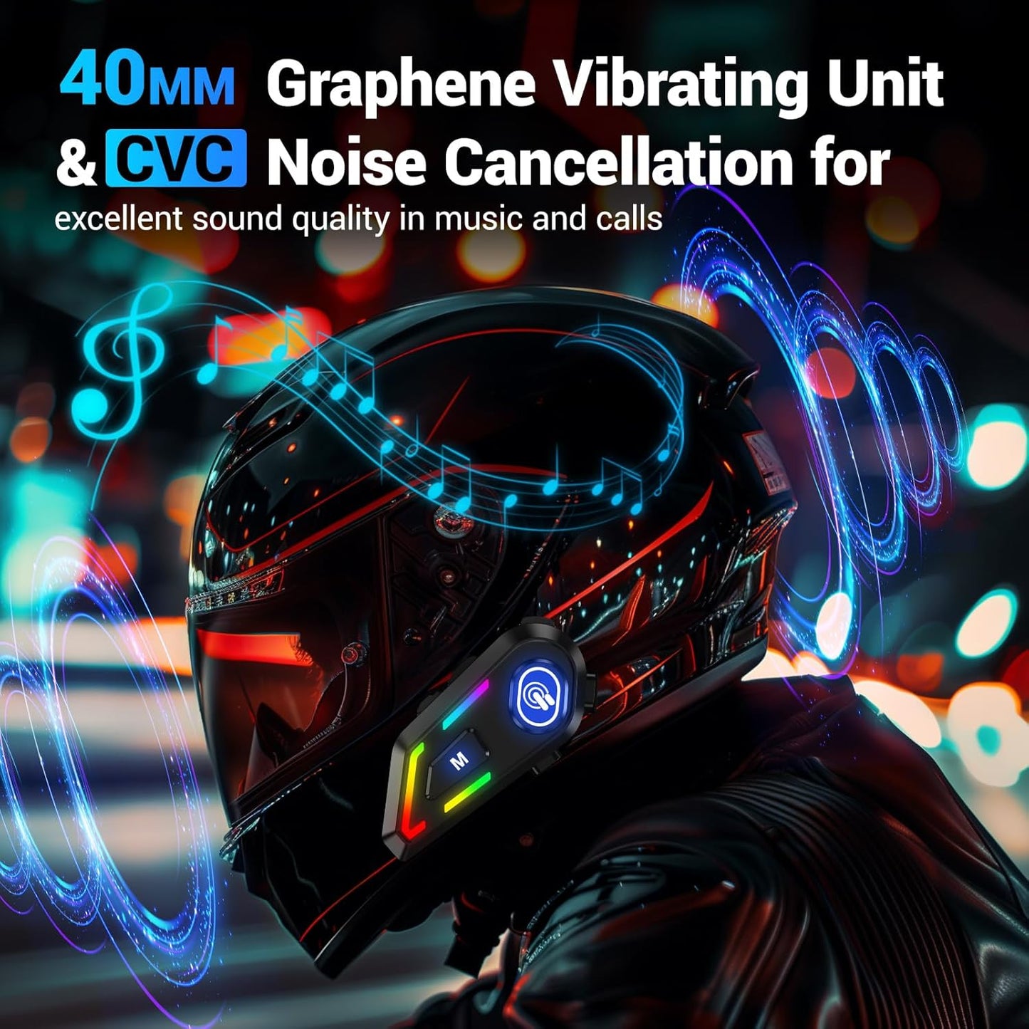 EDYELL C5 Motorcycle Helmet Bluetooth on ear Headset, Connects to 2 Phones at The Same Time Using Music & GPS, IP67 Waterproof, Supports Android & iOS, Compatible with All Helmets, Gift for Motorcycle