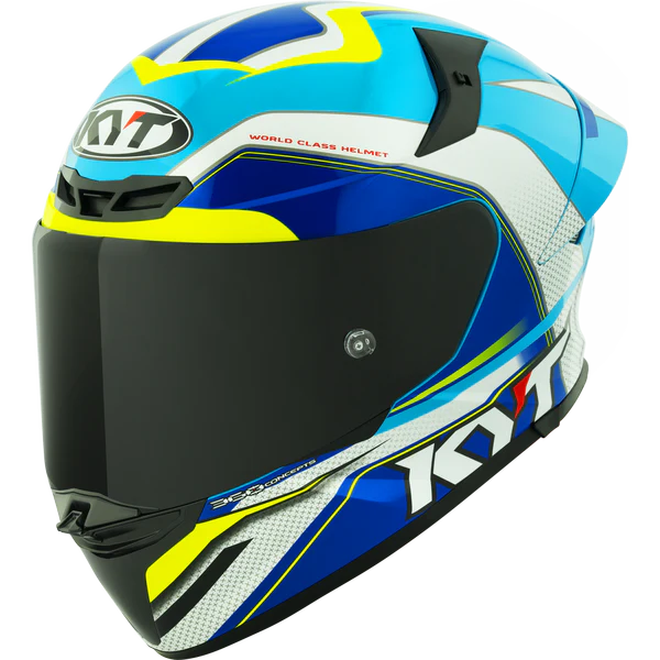 KYT TT Revo Grand Prix White Light Blue Gloss Helmet