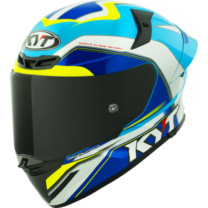 KYT TT Revo Grand Prix White Light Blue Gloss Helmet