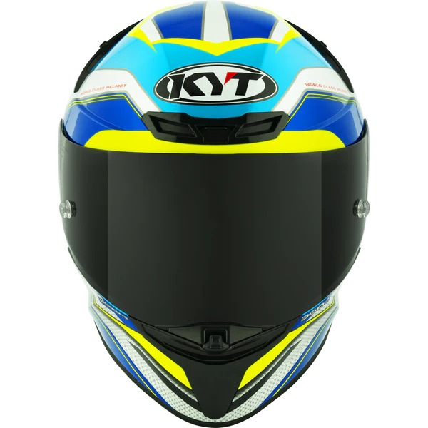 KYT TT Revo Grand Prix White Light Blue Gloss Helmet