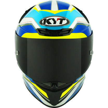 KYT TT Revo Grand Prix White Light Blue Gloss Helmet