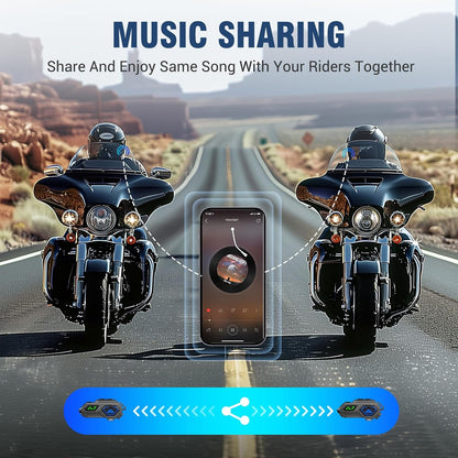 EDYELL C8 Pro Motorcycle Bluetooth 600mtr Range Intercom, 2 Rider can Connect ,LED Emergency Lights,HiFi Stereo Calls, IPX6 Waterproof