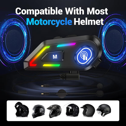 EDYELL C5 Motorcycle Helmet Bluetooth on ear Headset, Connects to 2 Phones at The Same Time Using Music & GPS, IP67 Waterproof, Supports Android & iOS, Compatible with All Helmets, Gift for Motorcycle