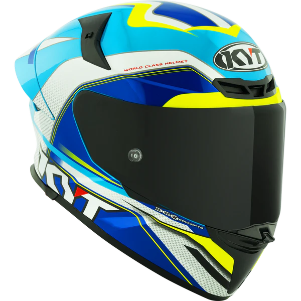KYT TT Revo Grand Prix White Light Blue Gloss Helmet