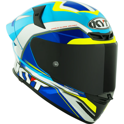KYT TT Revo Grand Prix White Light Blue Gloss Helmet