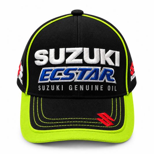Suzuki Ecstar Black & Neon Green Racing Printed Cap