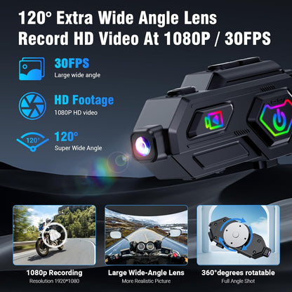 EDYELL C8 Max Motorcycle Bluetooth Intercom Headset,LED Emergency Lights,HiFi Stereo Calls,Wireless 50MM Earphone Helmet Bluetooth,IPX6 Waterproof,Compatible with All Helmets