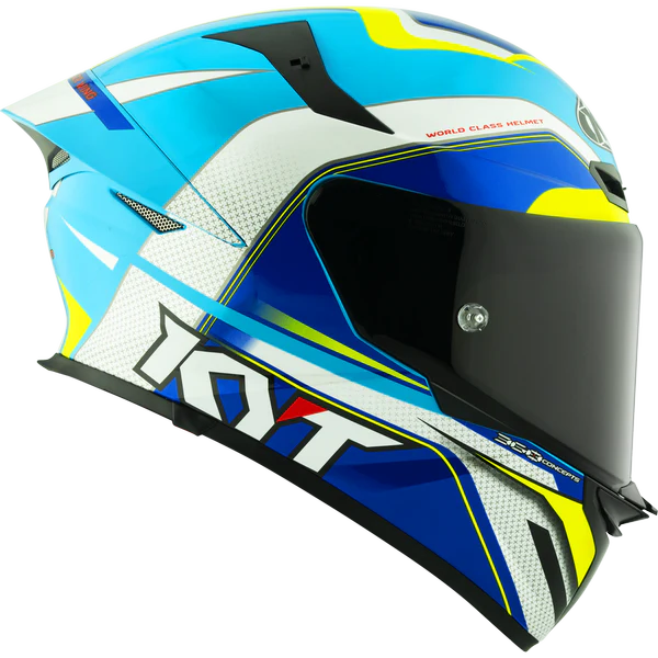 KYT TT Revo Grand Prix White Light Blue Gloss Helmet