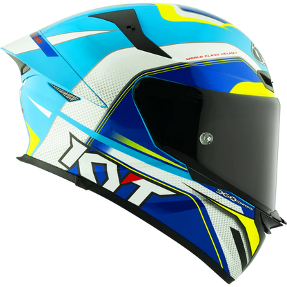 KYT TT Revo Grand Prix White Light Blue Gloss Helmet