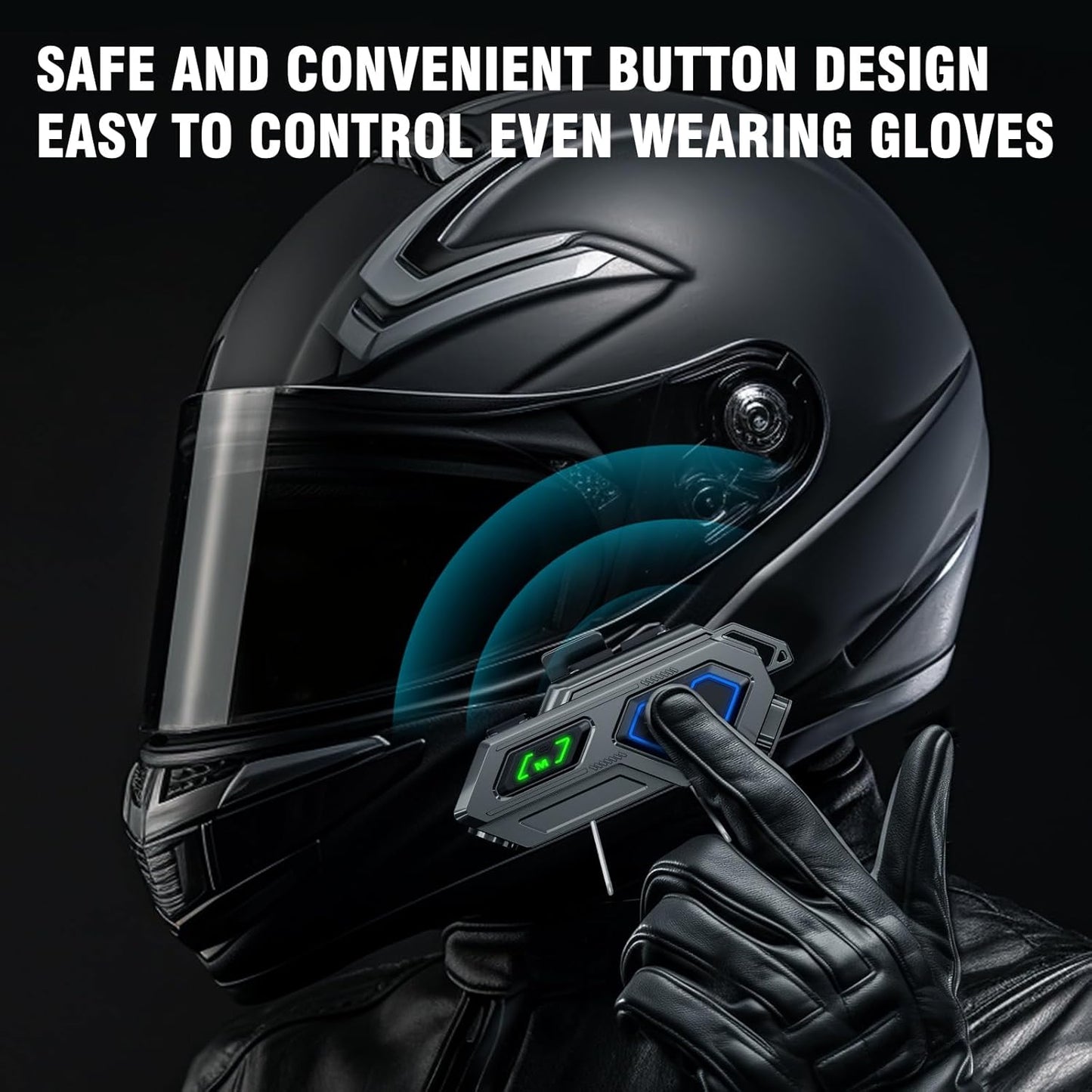 EDYELL C8 Pro Motorcycle Bluetooth 600mtr Range Intercom, 2 Rider can Connect ,LED Emergency Lights,HiFi Stereo Calls, IPX6 Waterproof