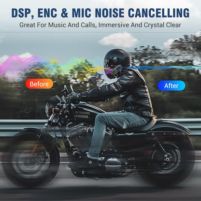 EDYELL C8 Pro Motorcycle Bluetooth 600mtr Range Intercom, 2 Rider can Connect ,LED Emergency Lights,HiFi Stereo Calls, IPX6 Waterproof