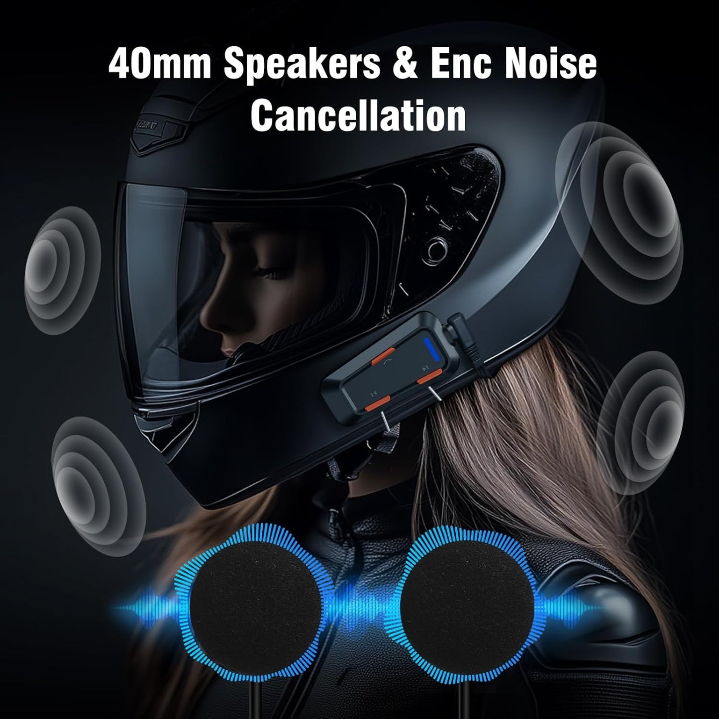 EDYELL C1 Helmet Bluetooth Headsets,IPX5 Waterproof Motorcycle Helmet Headset,V5.3 Bluetooth for Helmet Connects 2 Phones at The Same Time Using Music & GPS,Compatible with All Helmets