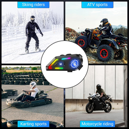 EDYELL C5 Motorcycle Helmet Bluetooth on ear Headset, Connects to 2 Phones at The Same Time Using Music & GPS, IP67 Waterproof, Supports Android & iOS, Compatible with All Helmets, Gift for Motorcycle