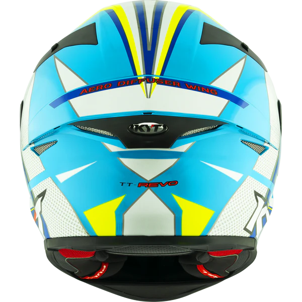 KYT TT Revo Grand Prix White Light Blue Gloss Helmet