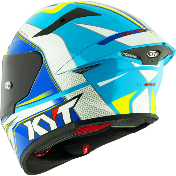 KYT TT Revo Grand Prix White Light Blue Gloss Helmet