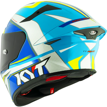 KYT TT Revo Grand Prix White Light Blue Gloss Helmet