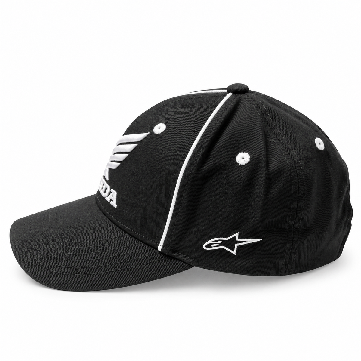 Honda Wing Black & White Embroidered Printed Cap
