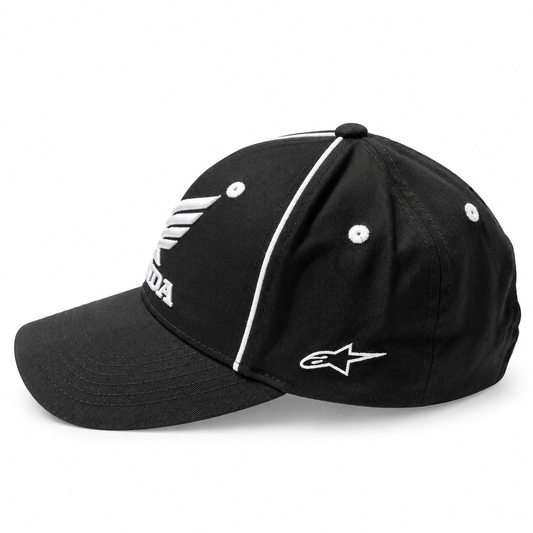 Honda Wing Black & White Embroidered Printed Cap