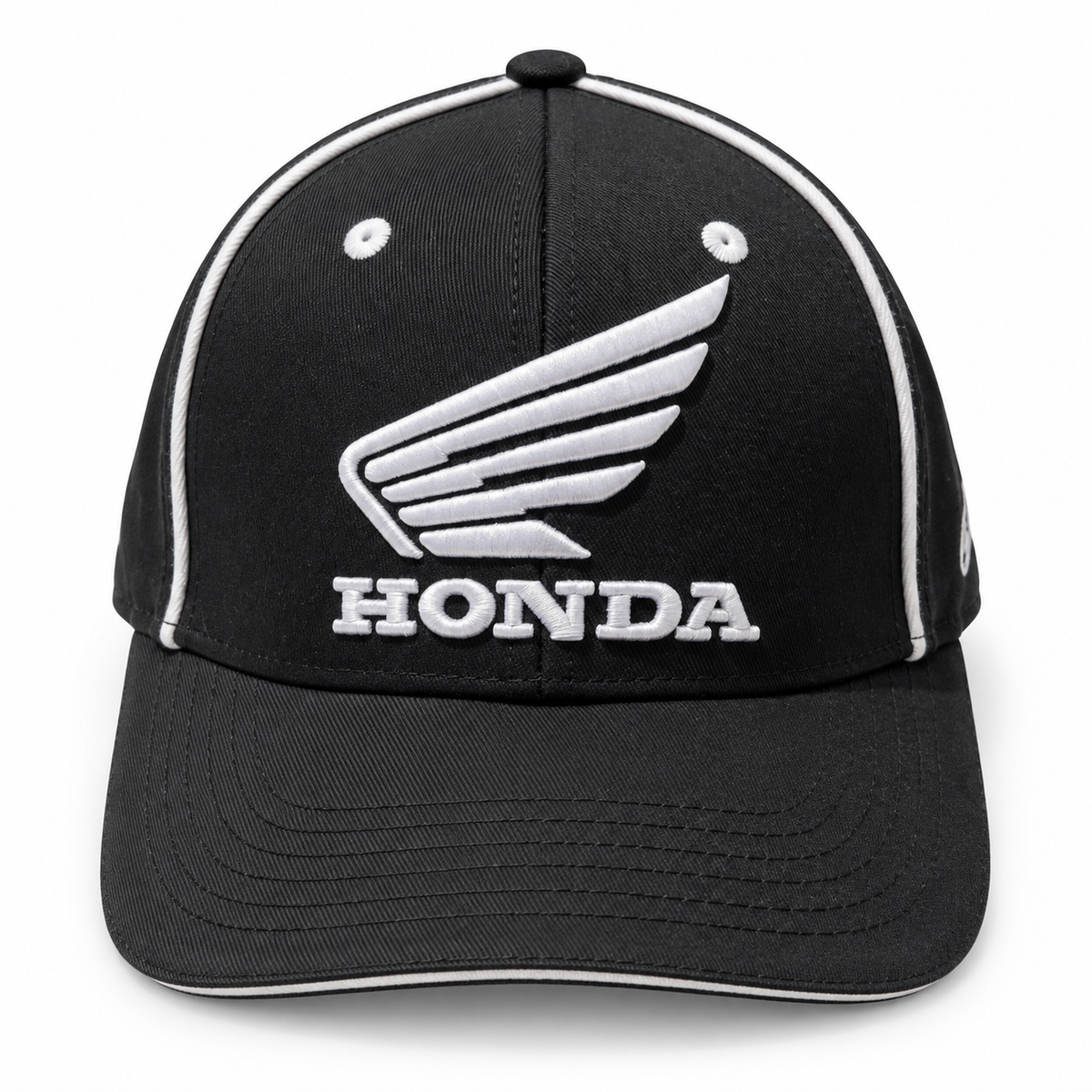 Honda Wing Black & White Embroidered Printed Cap