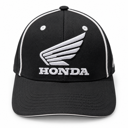 Honda Wing Black & White Embroidered Printed Cap