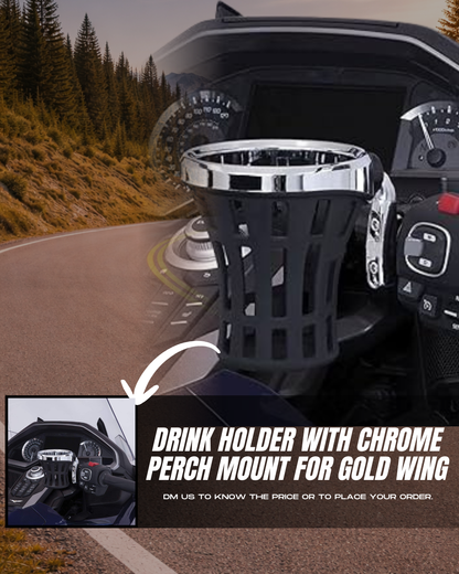DRINK HOLDER WITH CHROE PERCH MOUNT FOR HONDA GOLDWING 1800