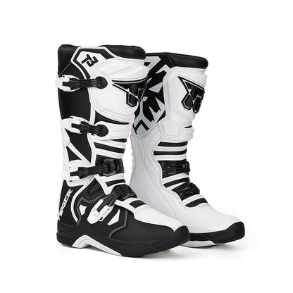 Tiger Racing T3 Moto Cross Enduro Moto Motorcycle Racing Boots for Men MX Motocross Boots Black & White
