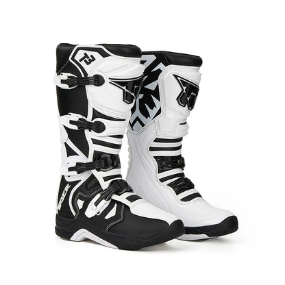 Tiger Racing T3 Moto Cross Enduro Moto Motorcycle Racing Boots for Men MX Motocross Boots Black & White
