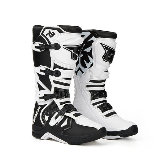 Tiger Racing T3 Moto Cross Enduro Moto Motorcycle Racing Boots for Men MX Motocross Boots Black & White