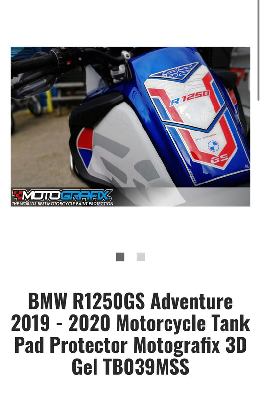 BMW R1250GS Adventure 2019 - 2020 Motorcycle Tank Pad Protector Motografix 3D Gel TB039MSS
