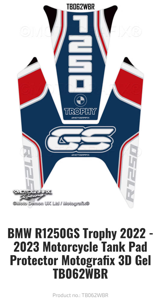 BMW R1250GS Trophy 2022 -2023 Motorcycle Tank Pad Protector Motografix 3D Gel TB062WBR