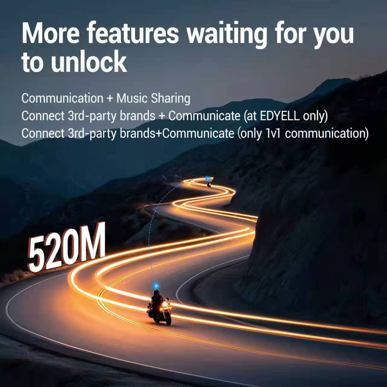 EDYELL Motorcycle Helmet Bluetooth Headset,C2 Motorcycle Helmet Speakers with HiFi Sound,Group Communication System,IPX5 Waterproof/Call/Music/Noise Cancellation,Suitable for Riding/Snowmobile/Cycling