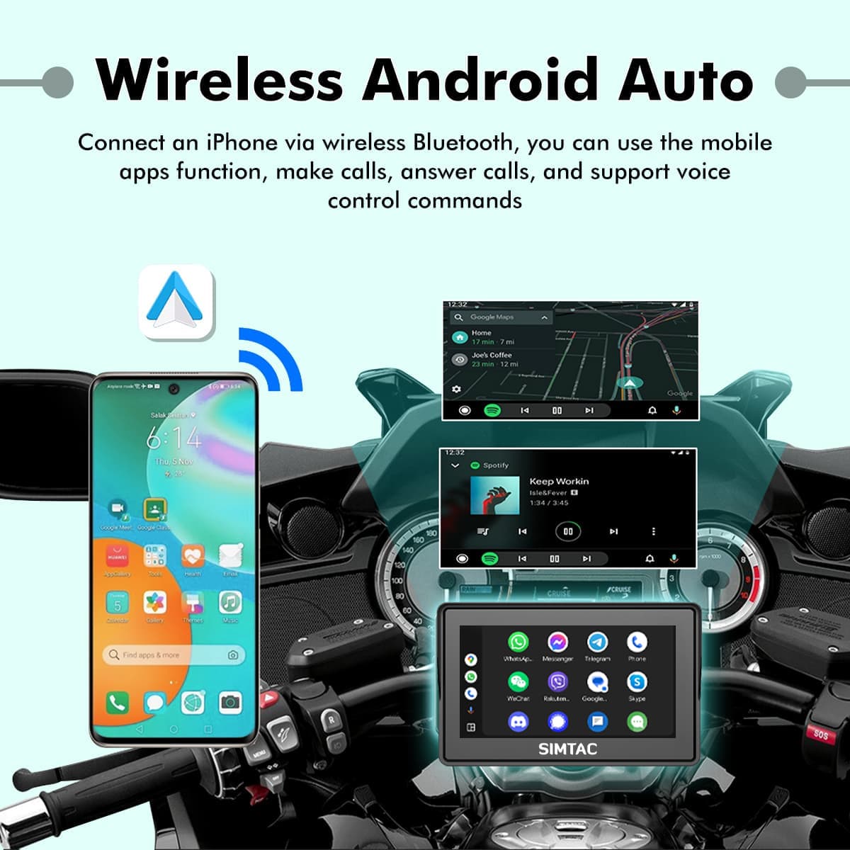 Simtac motorcycle GPS CarPlay & Android Auto system – M2