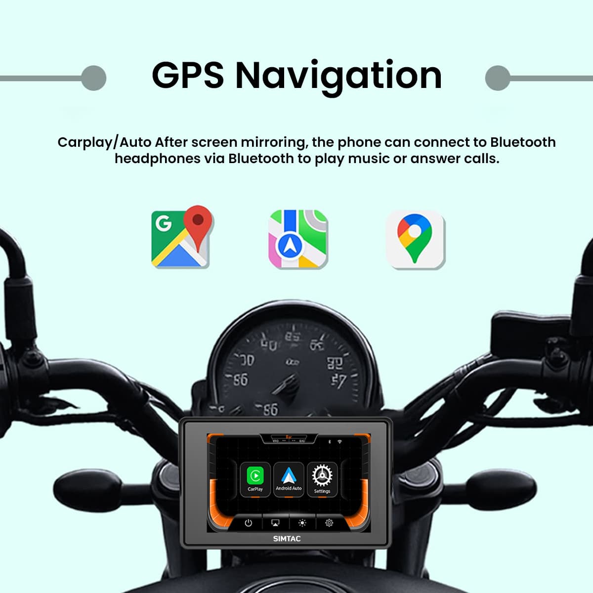 Simtac motorcycle GPS CarPlay & Android Auto system – M2