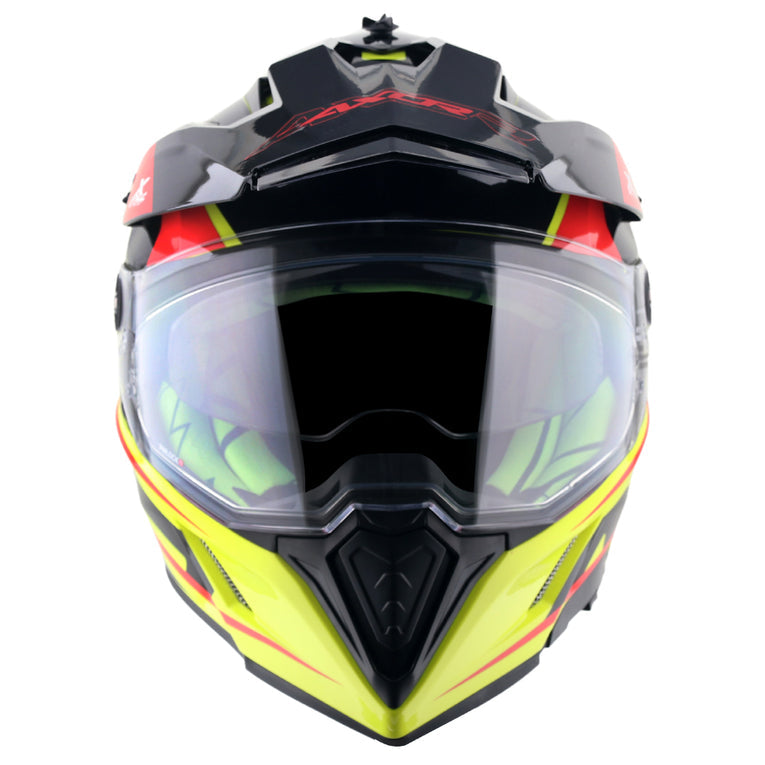 Axor X-Cross Dual Visor Flagstaff Helmet NEON YELLOW BLACK